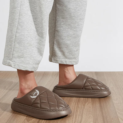 Warm Slippers for men EVA Memory Foam Indoor Shoes Thick Bottom Plush Waterproof Flat Comfortable Luxury House