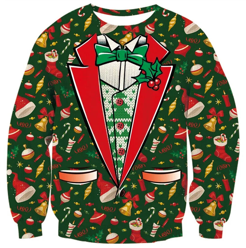 Ugly Christmas Sweater For Men Women Funny Novelty Xmas Sweatshirt 3d Printed Cartoon Animal Long Sleeve Pullover Hoodies Tops