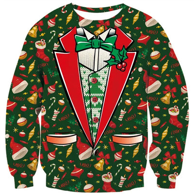 Ugly Christmas Sweater For Men Women Funny Novelty Xmas Sweatshirt 3d Printed Cartoon Animal Long Sleeve Pullover Hoodies Tops