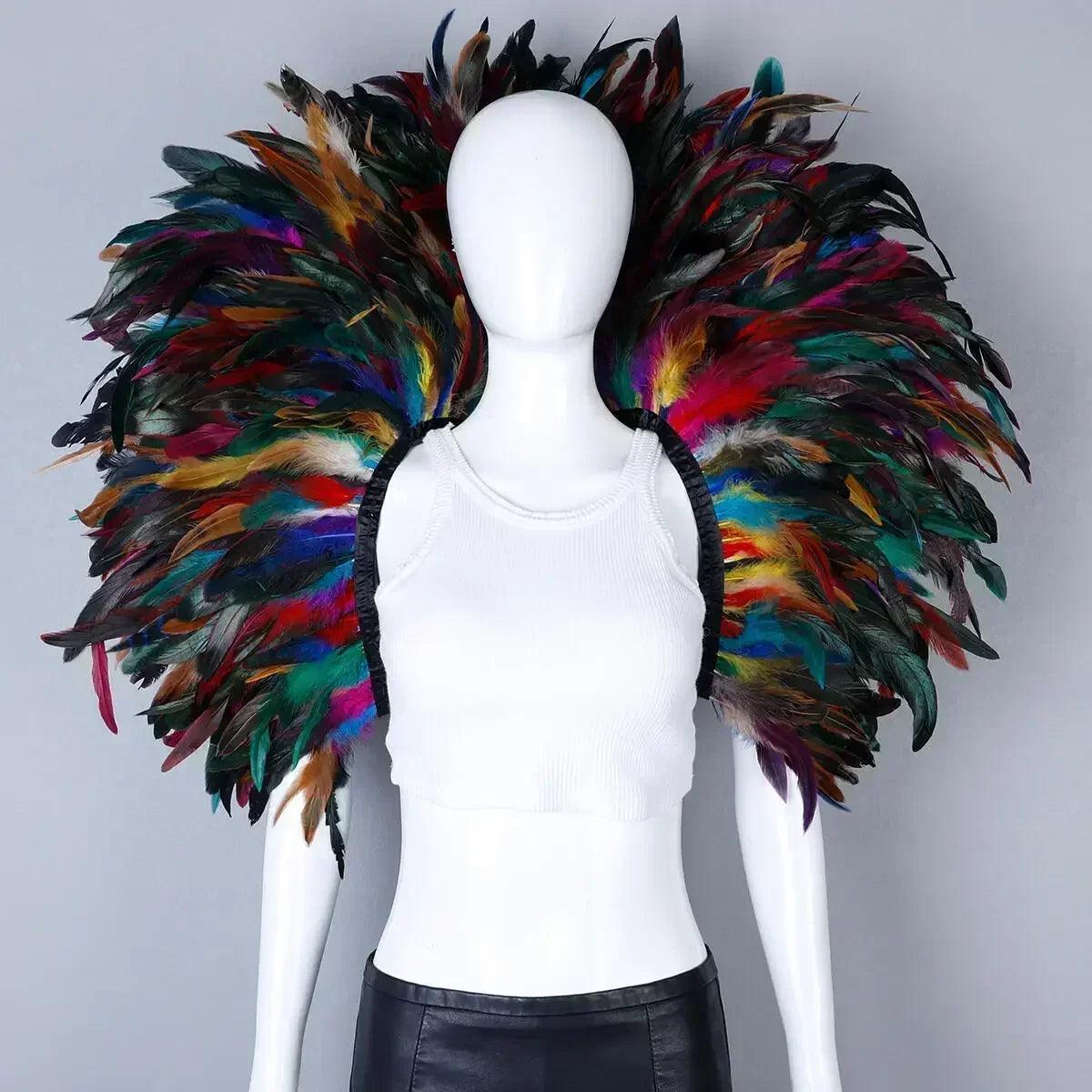 Designer feather scarf (punk halloween carnival masked ball party)accessory