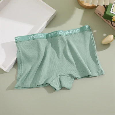 Women Cotton Boxers Shorts Solid Color Low Rise Panties Sexy Breathable Underwear for Female Intimates Elastic Waist Lingerie