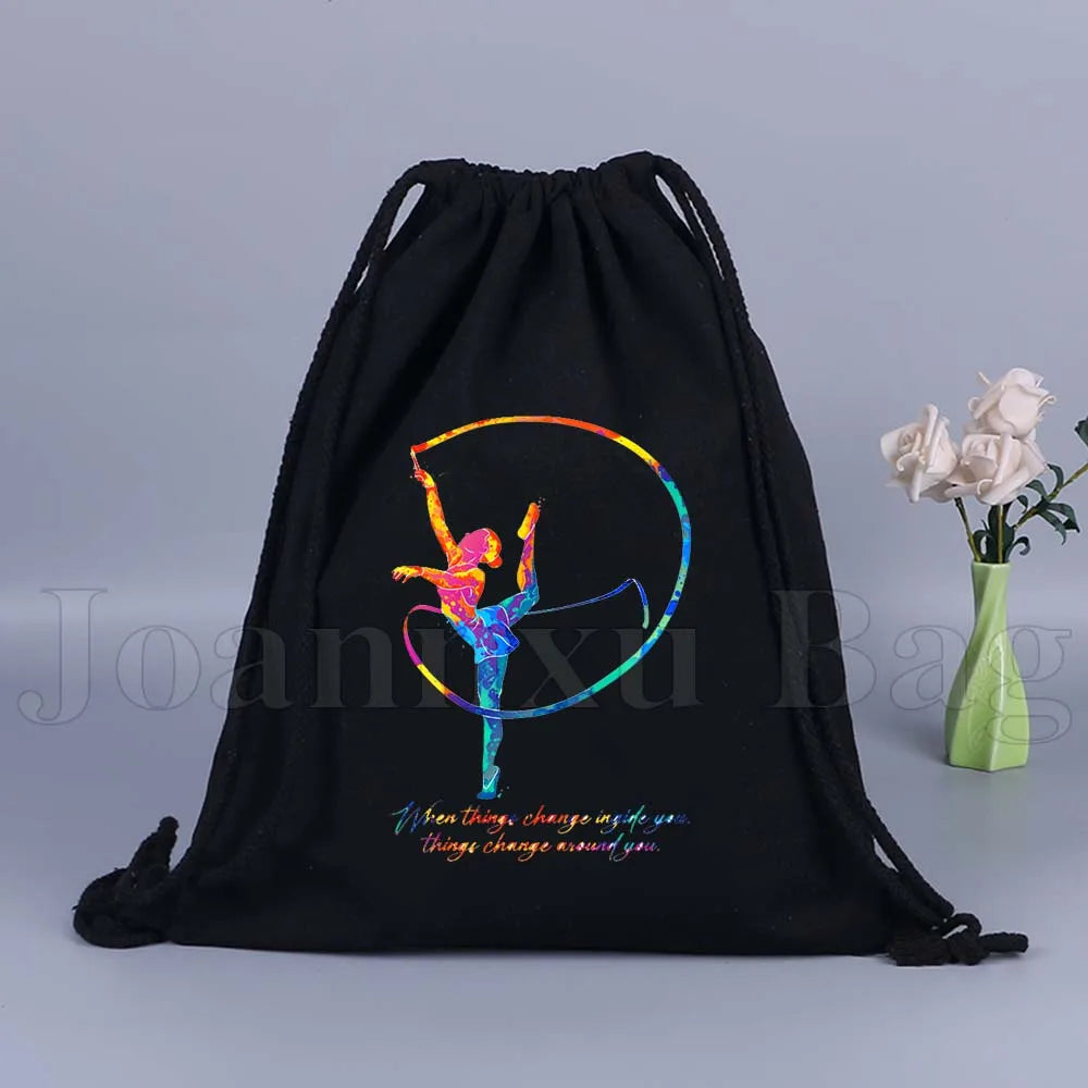 Tumbling Gymnastics Girl Gymnast Women Rhythmic Balance Beam Aerial Yoga Drawstring Backpack Sackpack String Bag String Bags