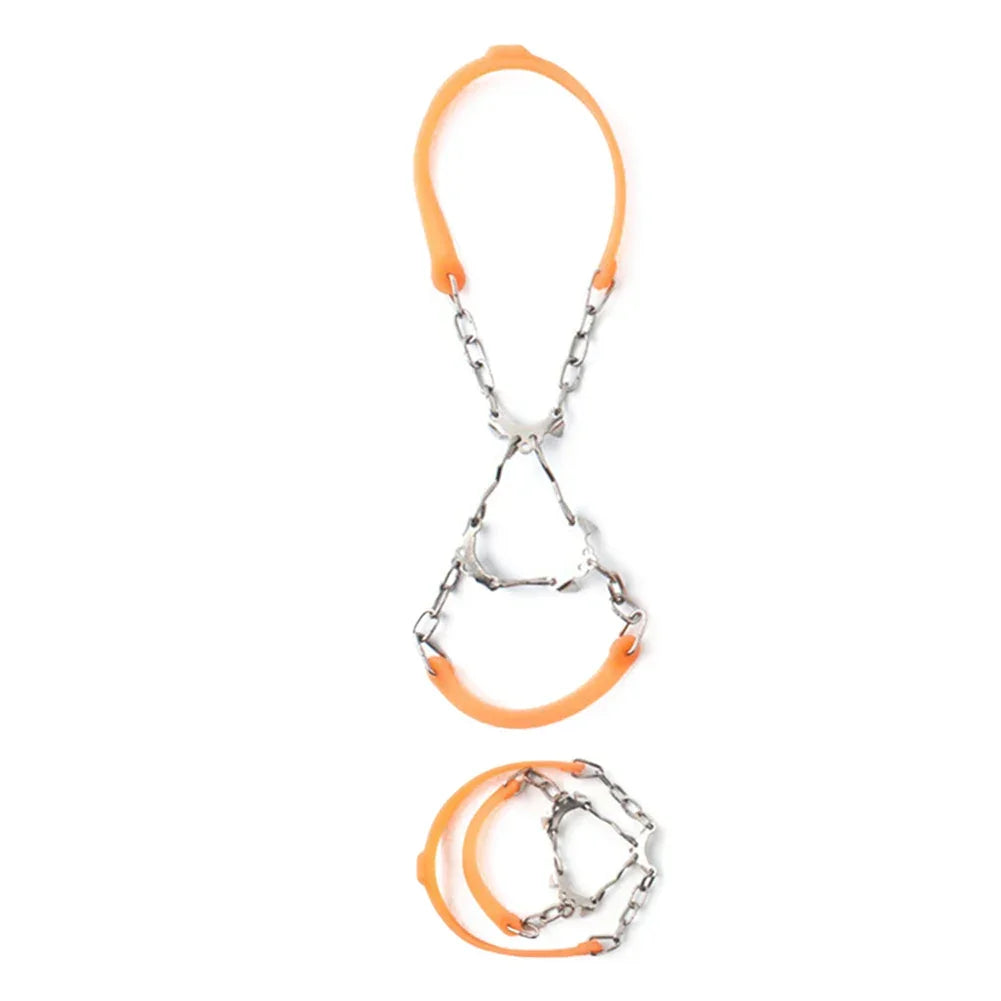 1Pair Anti Slip Ice Gripper Climbing Crampons 6 Teeth Steel Ice Grips Snow Walking Shoes Spikes Cleats Chain Claws Boots Cover