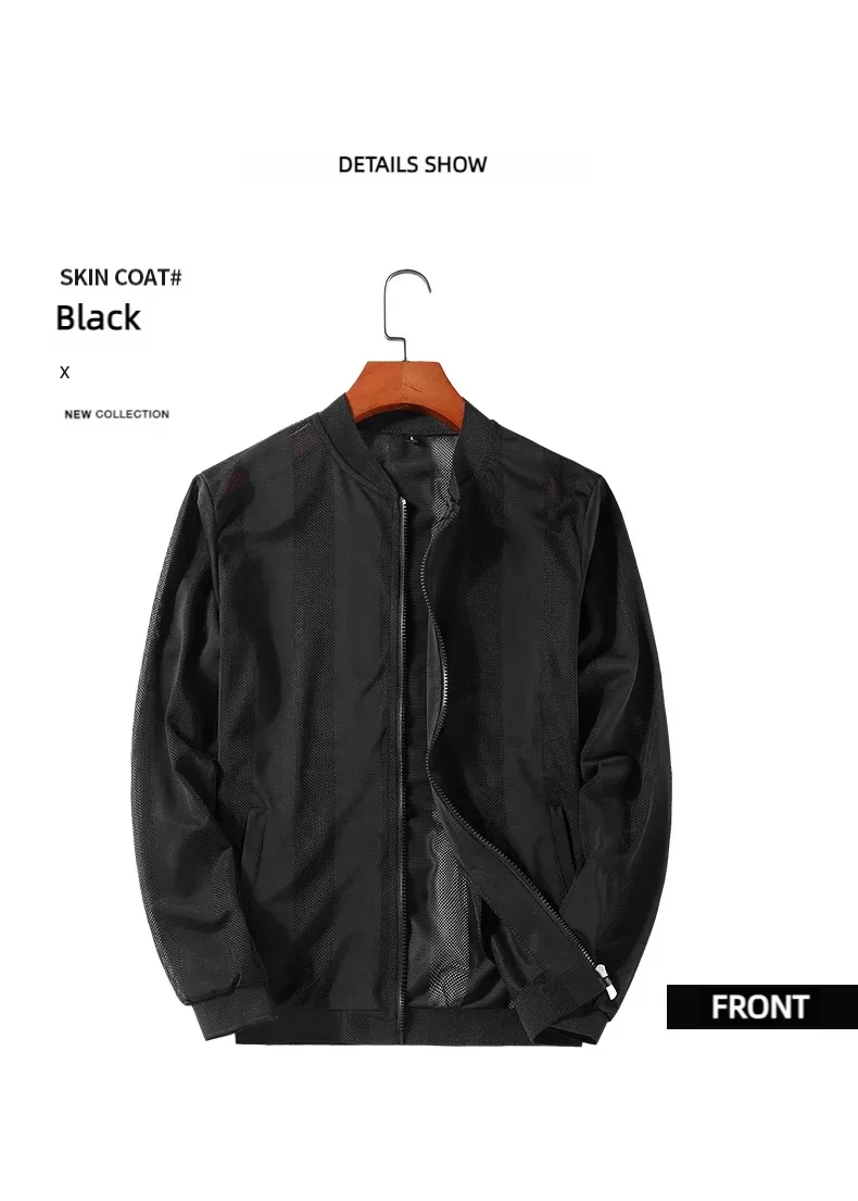 Men's Summer Casual Jackets Cool Lightweight Hooded Zip Jacket with Pockets Summer Essential Outerwear  Cut-Out Jacket