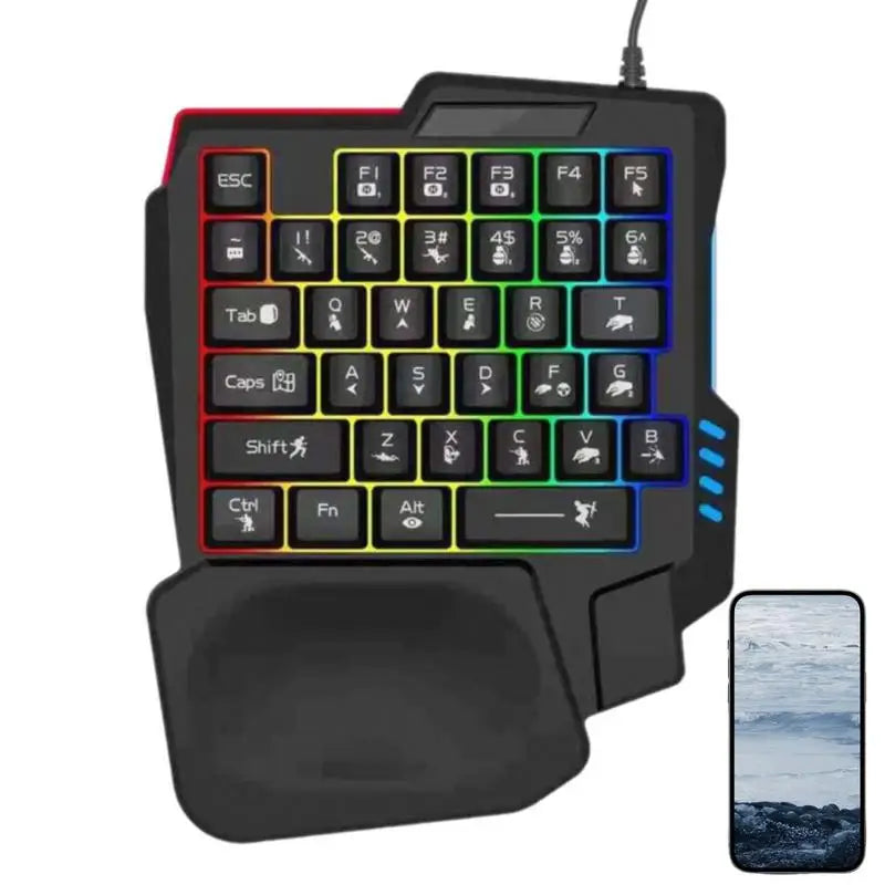 35 key Gaming Keyboard Single Hand Usb Wired One Handedly RGB Backlight Mini Keyboard for Gamer Laptop Desktop PC