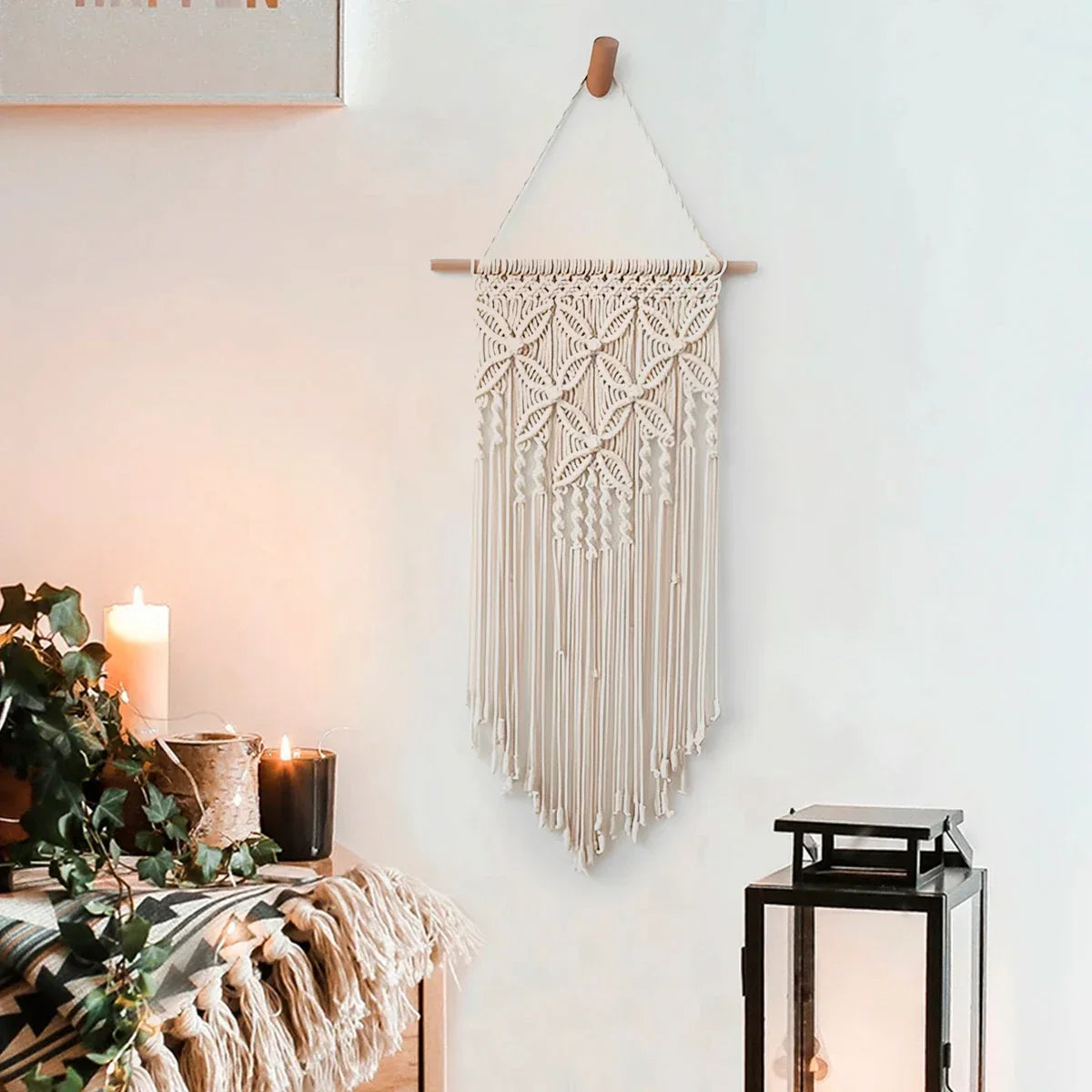 Macrame Wall Hanging Tapestry Handmade Ethnic Woven Art Wall Decor Tassel Crochet Decoration for Home Living Room Bedroom