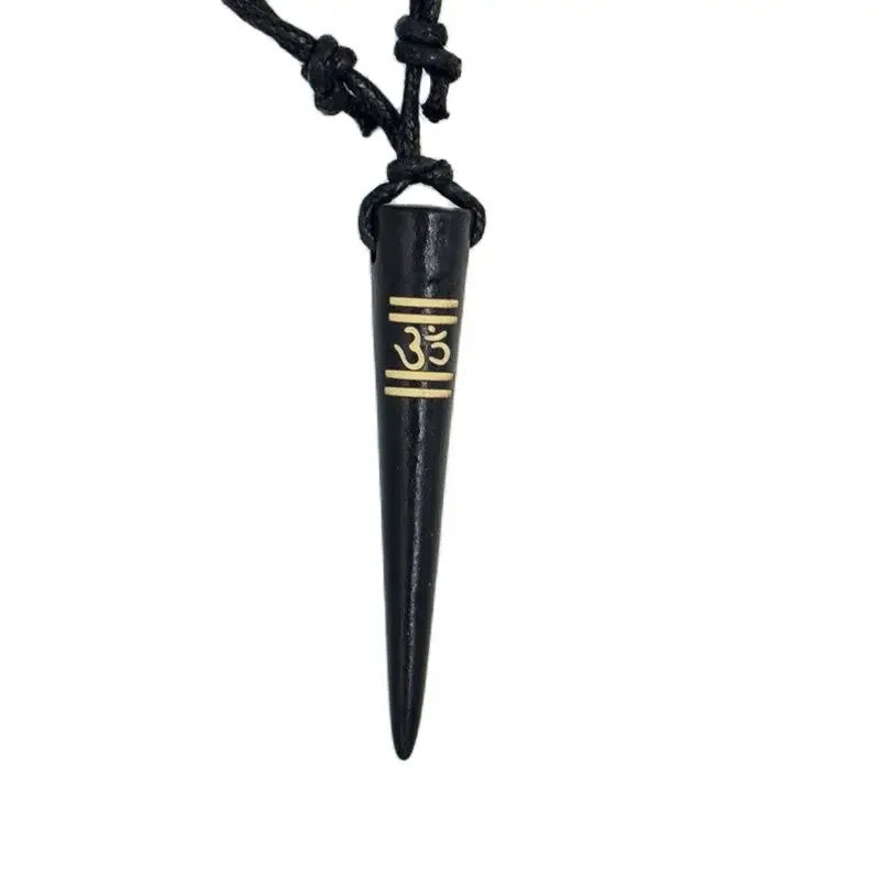 AUM OM Ohm Hindu Buddhist Hinduism Yoga India Bone Resin Carving Pendant Necklace Amulet Lucky Gift Tribal Fashion Jewelry