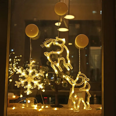 Christmas Ornaments Hanging LED Lights Bedroom Decoration Christmas Decorations Home Window Glass Decoration Warm Battery