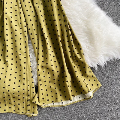 V Neck Sexy Dolman Sleeves Waist Slim Polka Dot Print Jumpsuit Women Wide Leg Trousers Jumpsuit