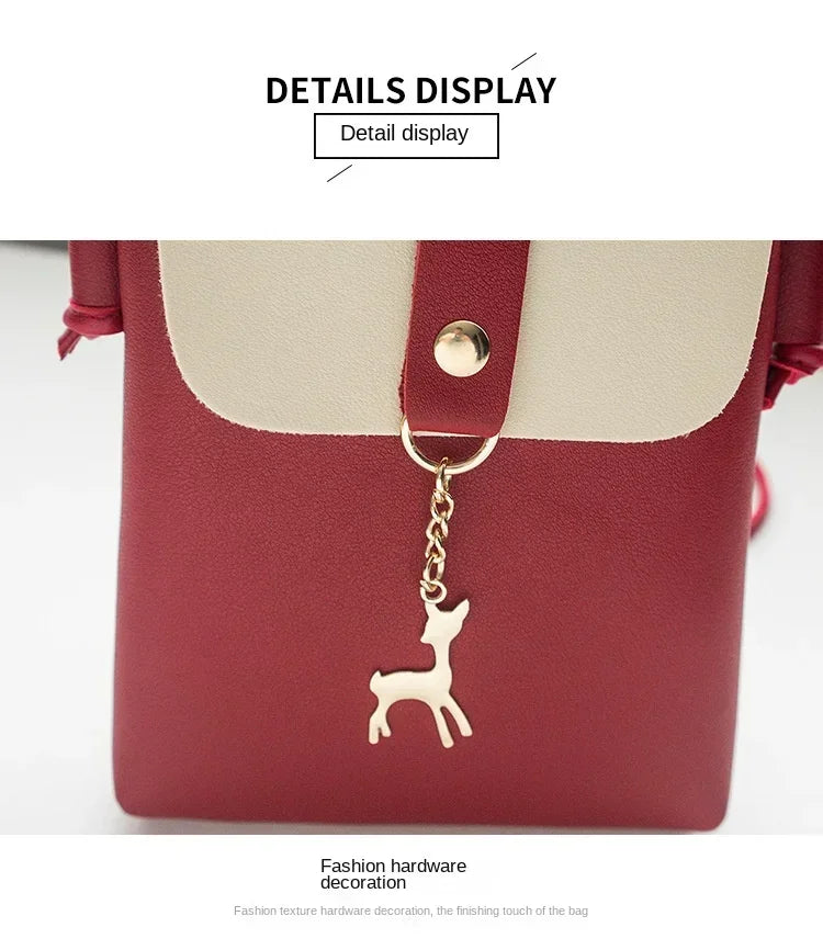 Fashion Handbags Women Bags Designer New Casual Bag Mobile Phone Bag Personality Deer Charm Single Shoulder Diagonal Bag