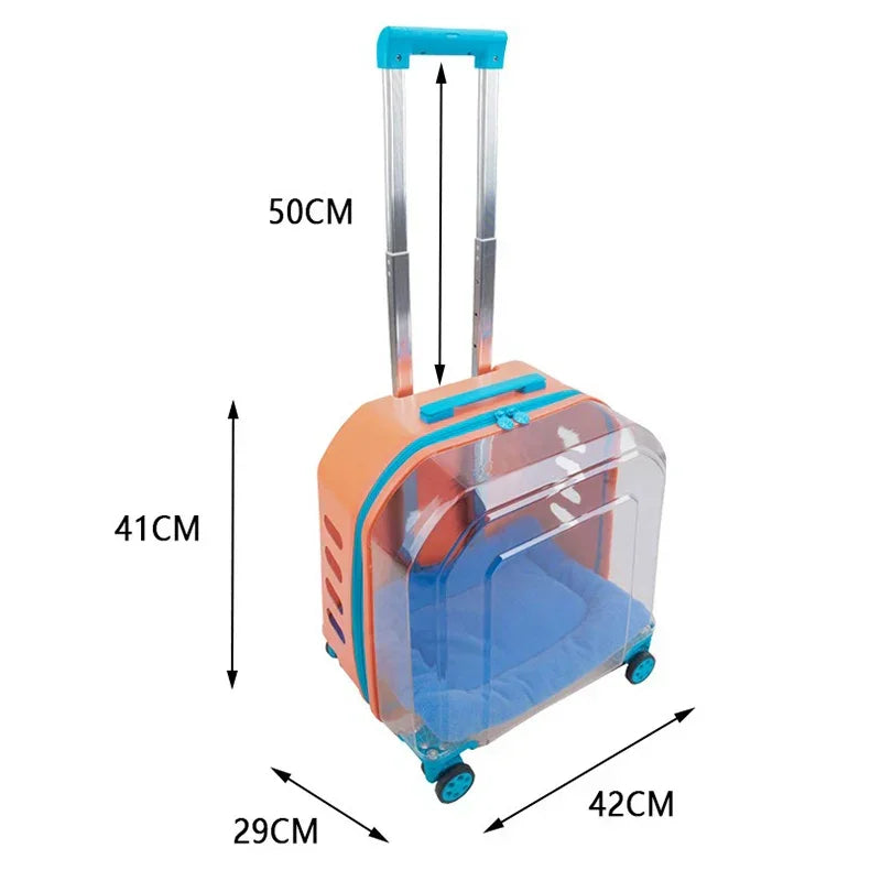 Pet Cat Carrier Out Trolley Case Portable Large Capacity Dog Bag Transparent Breathable Cat Backpack Transporter Pet Supplies