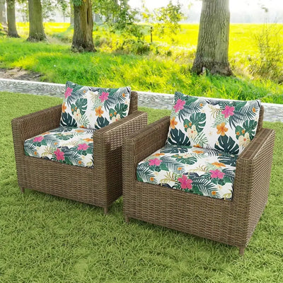 Outdoor Tropical Print Sofa Cushion Covers - Non-Slip Furniture Protectors, Replacement for Individual Seat Cushions