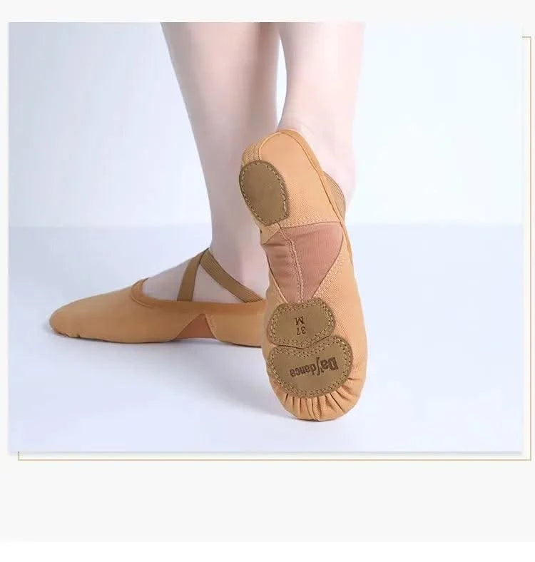 Zapatos de Ballet para mujer y niña, zapatillas de baile de la academia de baile, suela dividida suave, tela elástica