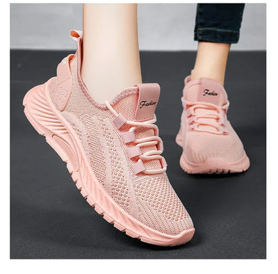 2025 Designer Women Casual Sneakers Sports Shoes Fashion Brand Lace Up Loafers Female Knitted Mesh Breathable Shoes for Women