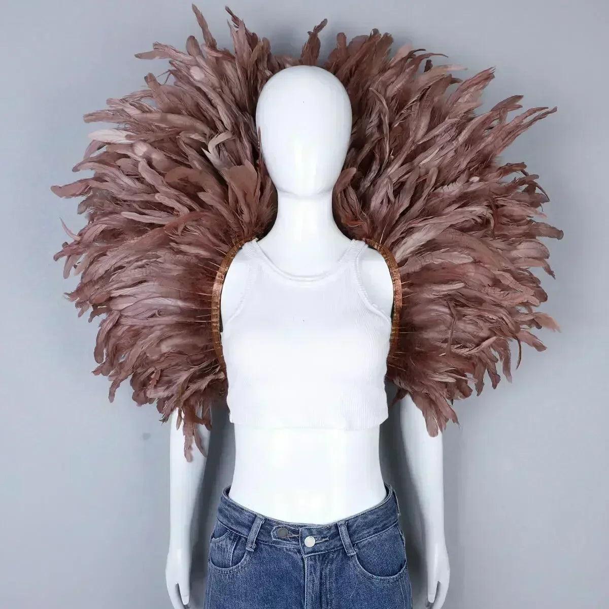 Designer feather scarf (punk halloween carnival masked ball party)accessory