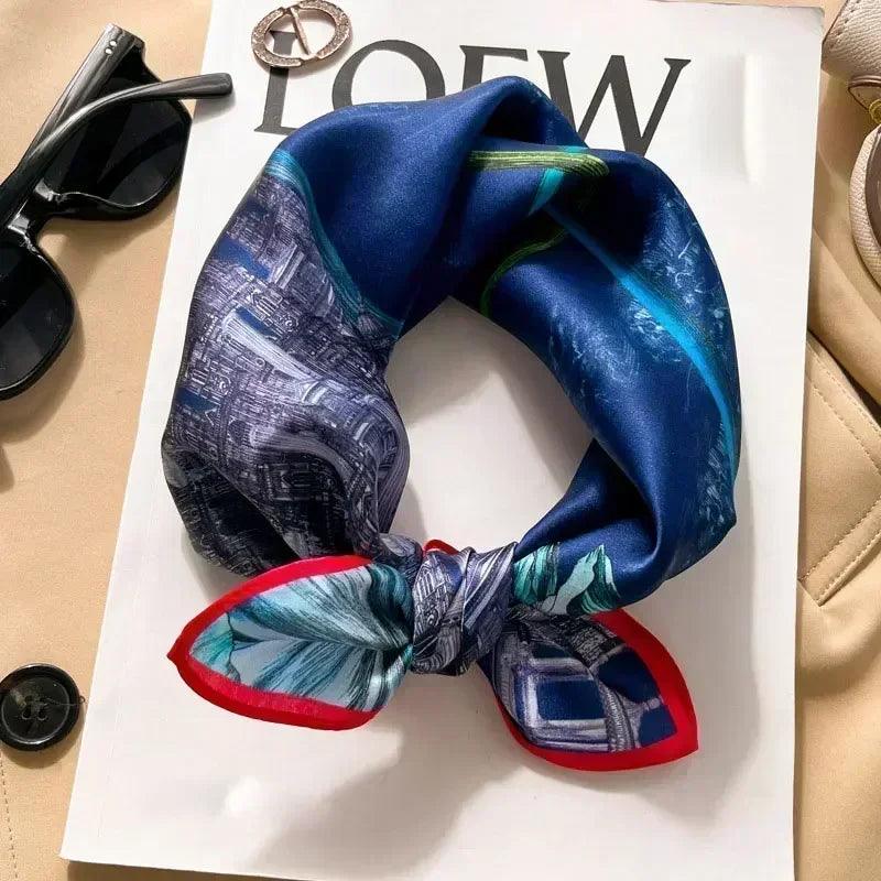 100% real silk square neck tie shawls scarf women female hijab bandana