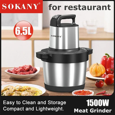 Food Processor 6.5L Electric Meat Grinders Stainless Steel Vegetable Slicer Chopper Crusher Kitchen Blenders Home Appliance