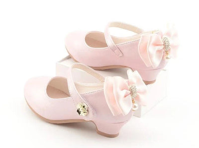 Children Leather Bowknot High Heel Girls Shoes | Princess Shoes | Casual Shoes for Kids(27-38) | Party | Dance Performance | Fancy dress Sandals
