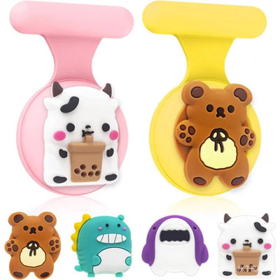Pink teddy bear bubble tea silicone phone case for kids AirTag holder