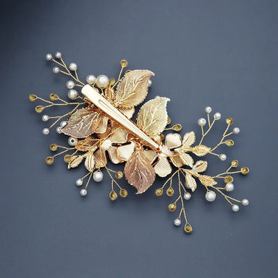 Flower Bridal Wedding Hair Jewelry Rhinestone Gold Color Hair Clips for Women Accessories Hair Pins Bride Headpiece Gifts