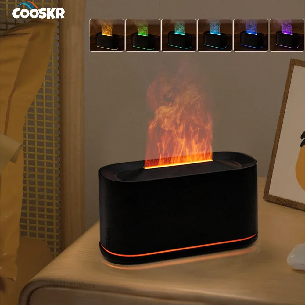 Air Aroma Humidifier USB Desktop Flame Humidifier for Home Mini Air Humidifier Fragrance Essential Oil Diffuser with Night Light