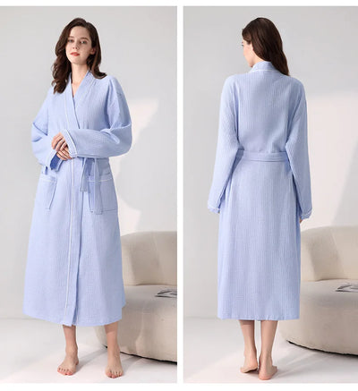 Hotel Cotton Bathrobe High Qualtiy Solid Colors Long Sleeve Mens And Women's Bathrobe