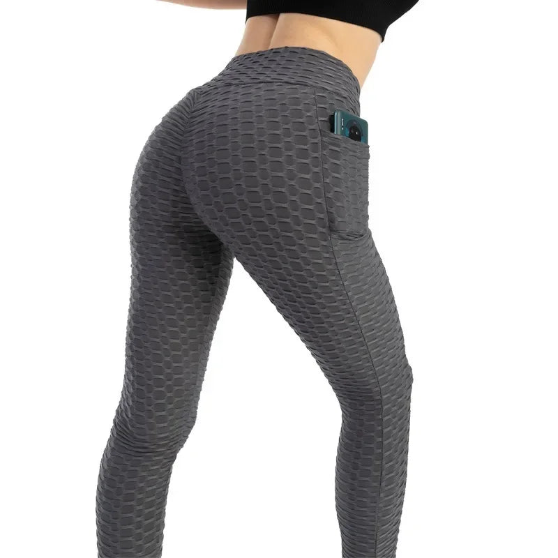 Women Fashion Pocket Bubble Lift Leggings