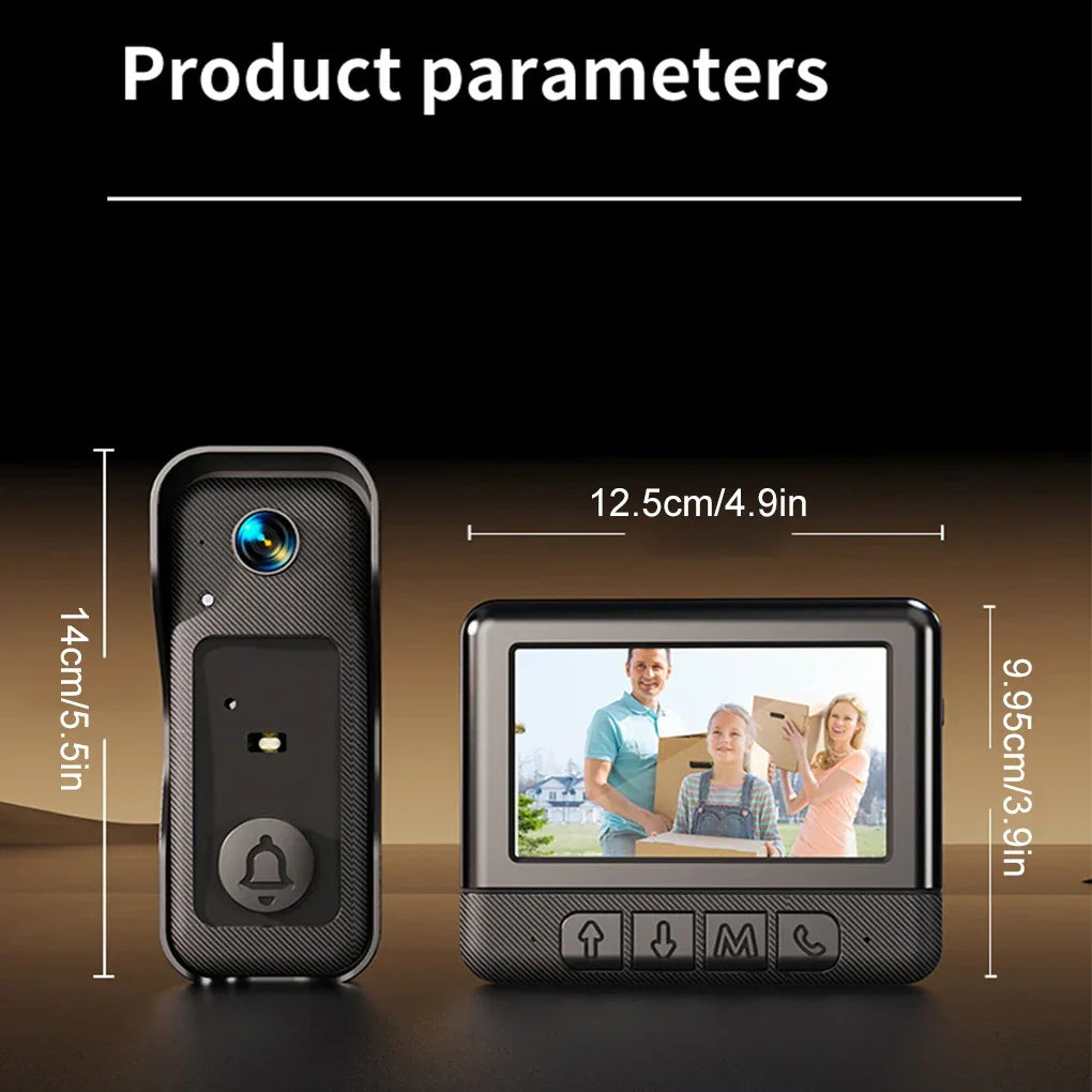 4.3’’video Doorbell 2.4G 130° Security Camera Door and Screen Intercom Door Bell IR Night Vision Wireless Doorbells Home Safety