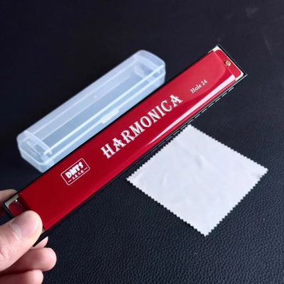 24 Hole Metal Harmonica Children's Early Education Instrument Self-learning Introductory Chromatic Color Double Row Harmonica