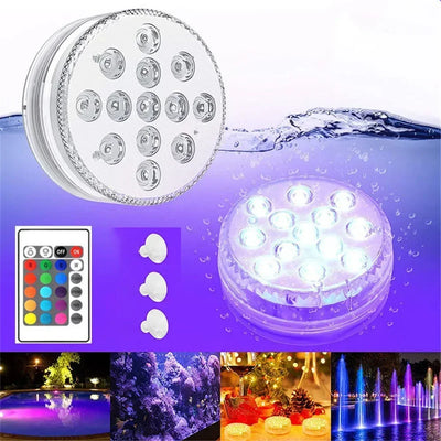 13 LEDs Submersible Light with Remote Control Underwater Night Lamp for Pool Vase Bowl Wedding Party Decoration Underwater Light
