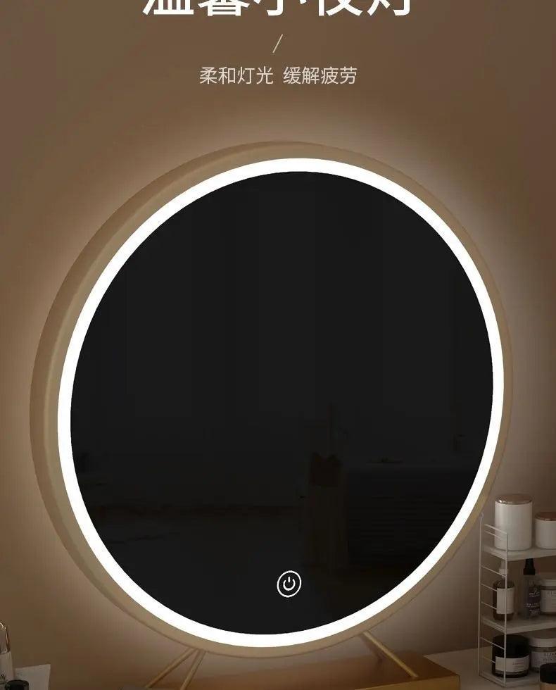 Led makeup home decor decorative mirrors photography aesthetic gold toilet round plastic espejo cosmético mhhzj