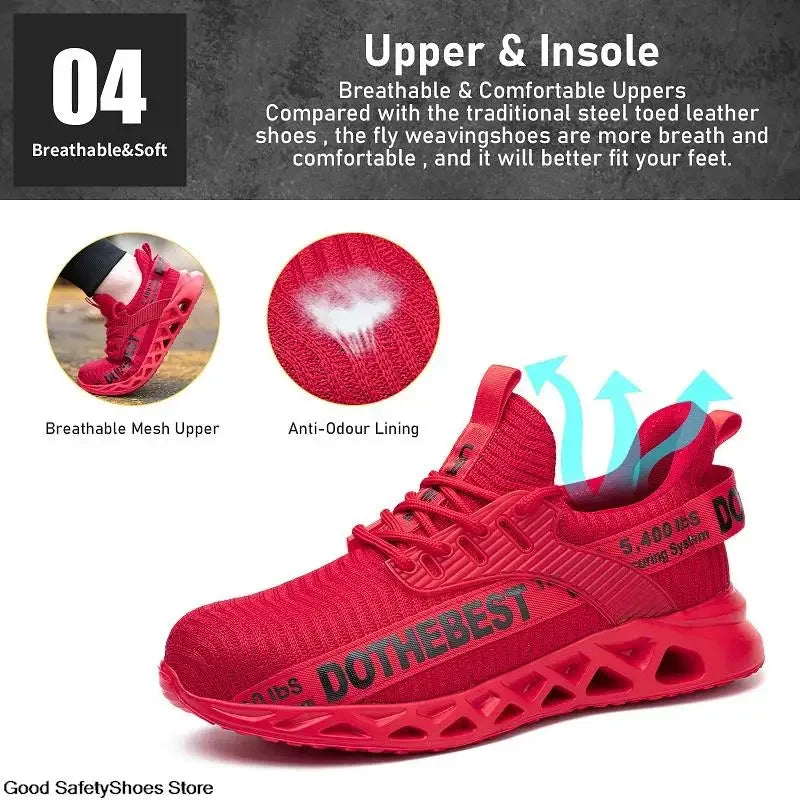 Safety Shoes Men For Work Sneakers Women Men Steel Toe Work Shoes Security Protective Shoes Lightweight Anti-Smash Anti-Puncture