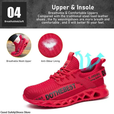 Safety Shoes Men For Work Sneakers Women Men Steel Toe Work Shoes Security Protective Shoes Lightweight Anti-Smash Anti-Puncture