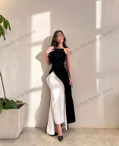 Elegant Formal Evening Dresses Strapless Mermaid Women Sleeveless Prom Gowns Customized Ruffled Pleats Wedding Guest Gowns