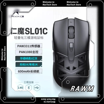 RAWM SL01C Bluetooth Wireless Gaming Mouse Tri-Mode Lightweight Rechargable Esports Mouse 7 Programmable Buttons PC Gamer Custom
