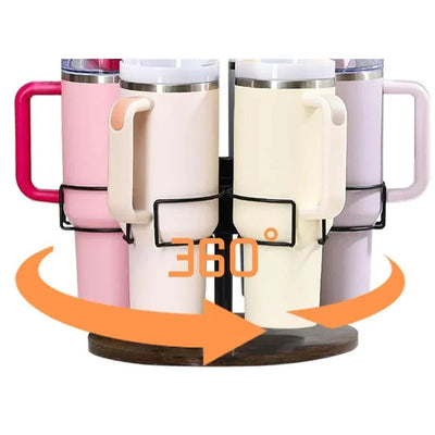 Spinning Cup Holder Desk Multipurpose Cups Holder Wooden Metal Organizer Kitchen Room Fixed Stand Decoration Accessories Items