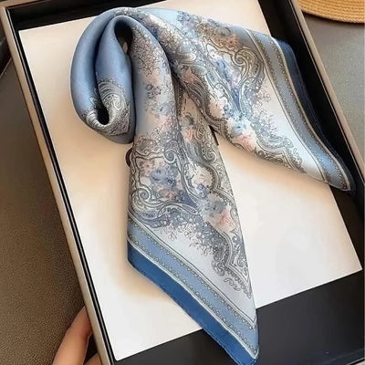 Women's Elegant White Black Polka Dot Design Satin 70cm Silk Scarves  100% Mulberry Silk