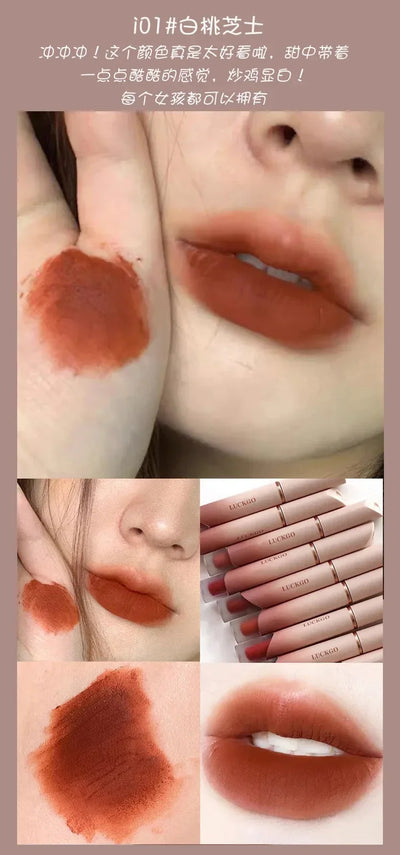Velvet Matte Lipstick Cream Sexy Red Lip Tint Moisturizing Long Lasting Lip Gloss Waterproof Makeup Korean Cosmetics 6 Color