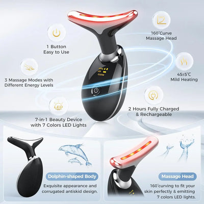 Neck massager face three lighting modes skin enhancement device LED beauty machine