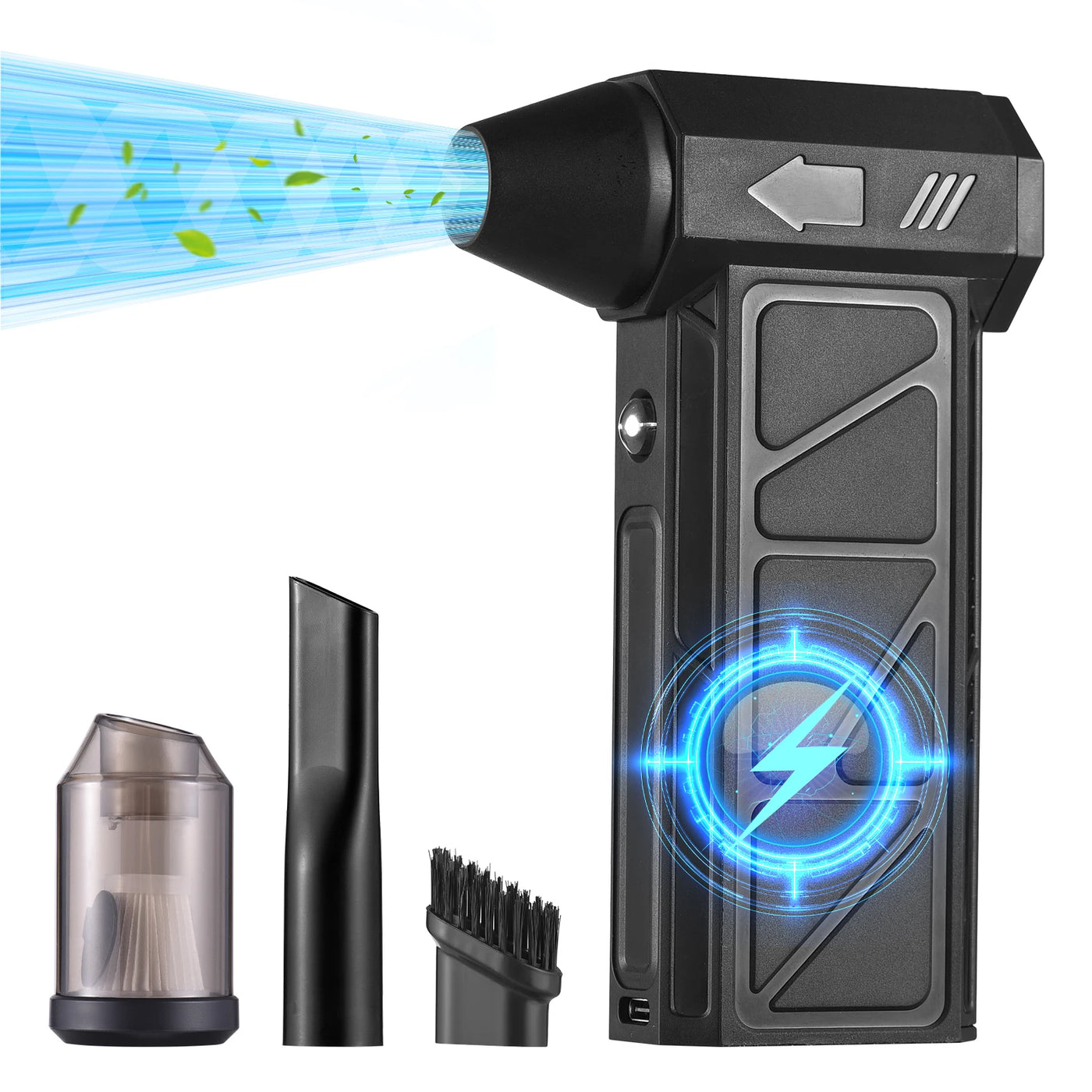 160W 130000RPM Air Duster Cordless Jet Dry Blower Electric Air Duster with Light Speed Adjustable with Removable Suction