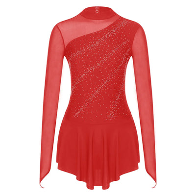 Women Modern Lyrical Dress Camisole Dance Costume Ballet Asymmetric High-Low Mesh Skirted Sleeveless Leotard Gymnastic Dancewear