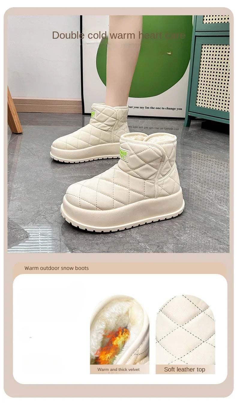 Kalsooni 2024 Winter Velvet Thick Warm Shoes Waterproof Platform Snow Boots for Women