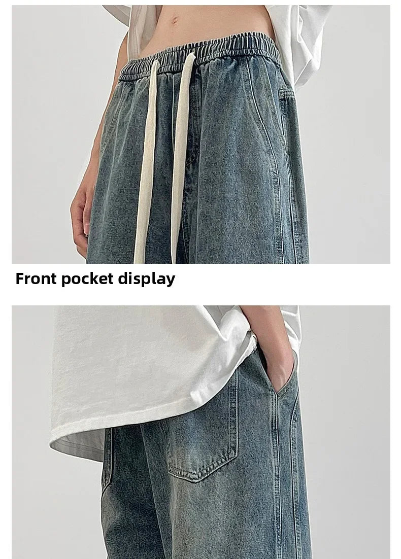 Men's denim pants American retro straight leg jeans loose and breathable suitable for daily casual street men's essential items