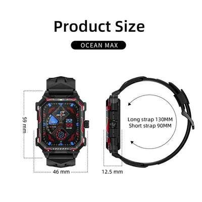 LOKMAT Ocean Max Sport Smart Watch New Flagship Waterproof Fitness Tracker BT Calls Smartwatches Heart Rate Blood Oxygon Monitor