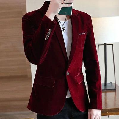Business Male Blazer Short Coat Men's Suit Jackets Cropped Dress Blue Clothing New in Casual Fashion 2024 High Quality Original