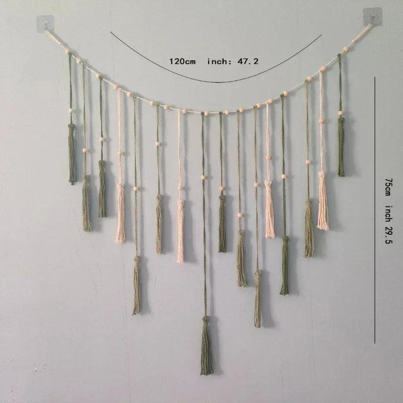 Boho home decoration macrame tapestry leaf feather wall hanging decor for living room bedroom art
