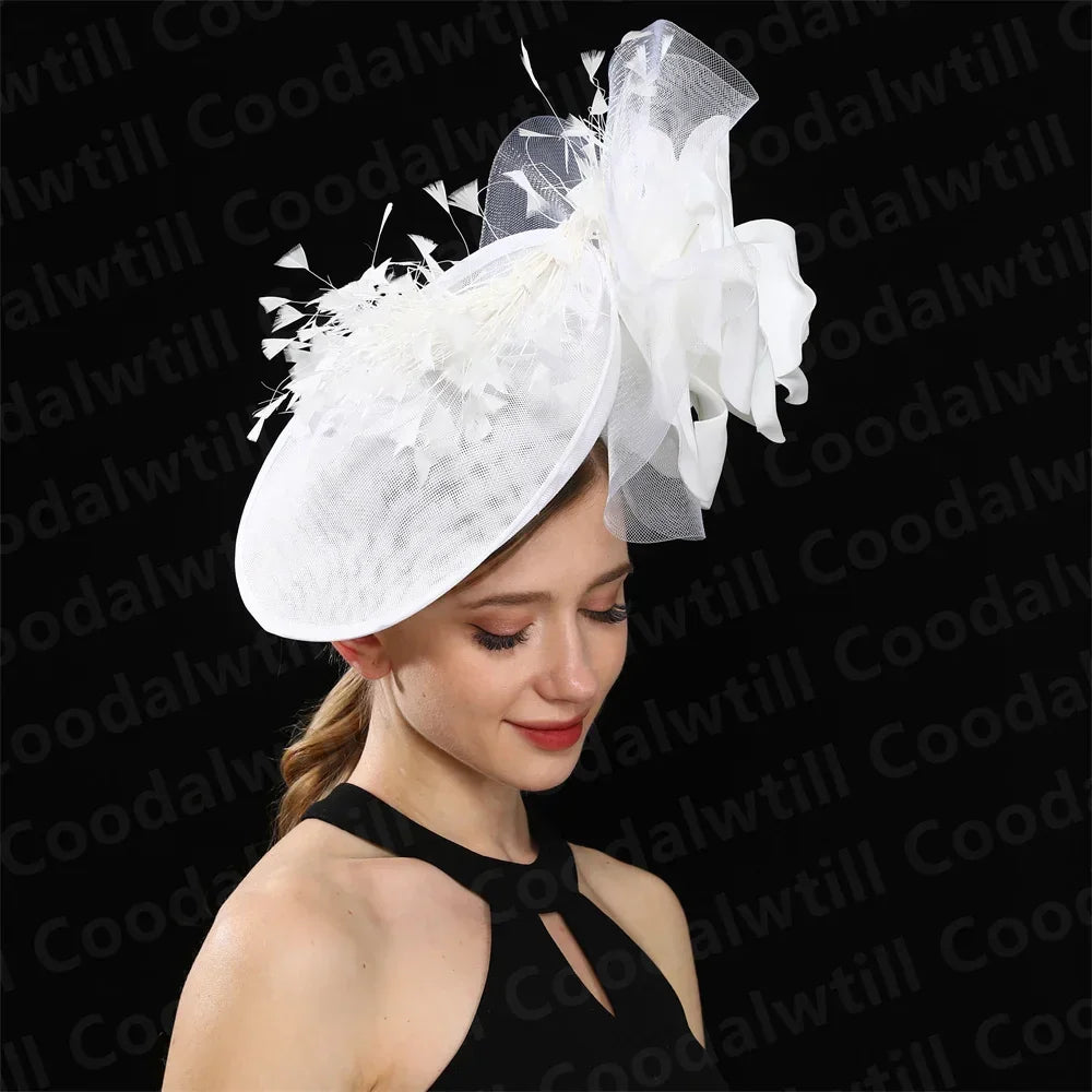 Royal Ascot Big Fascinator Derby Hat Women Kentucky Derby Headpiece Flower Wedding Fascinators Hats Hair Clip Ladies Chapeau