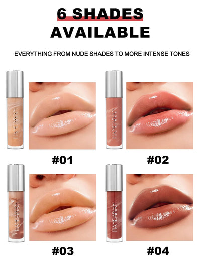 Long Lasting Lip Gloss Vitamin E Infused Plumping Glaze Hydrating Nude Color Liquid Balm Glossy Makeup Shine