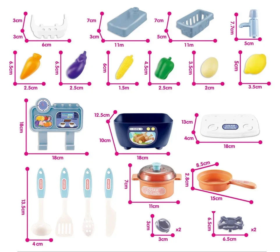 Kitchen Toys Imitated Chef Light Music Pretend Cooking Food Play Dinnerware Set Safe Cute Children Girl Toy Gift Fun Game Gifts