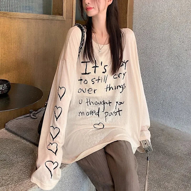 Women T-shirts Retro Letter Printed